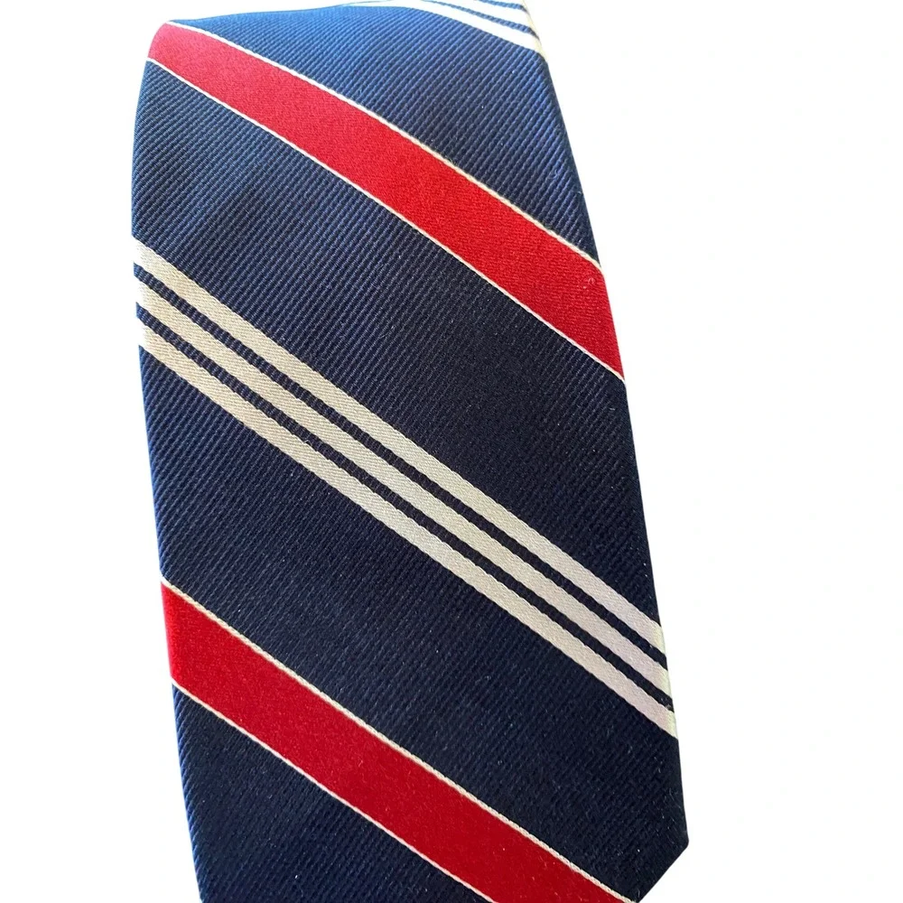 Lauren Ralph Lauren‎ Men's Navy Red White Stripe Silk Tie Classic Formal NWOT